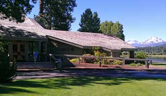 The Black Butte Ranch Lodge and Restaurant, Behind: Entrance to the restaurant.