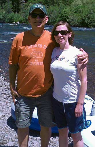 My daughter Mindy with Dad, ready to float the Truckee