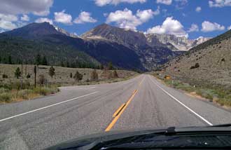 Ascending 9,943 ft Tioga Pass, Behind: The summit is "just around the corner".