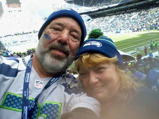 Char and Wayne at a Seattle Seahawks game