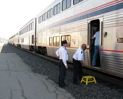 Gary, our conductor help pack up train 6 to depart for Reno