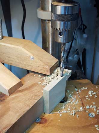 Drilling axle holes for wood wheels