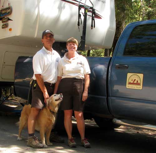 Dale and Gwen with truck decal and in hosting uniforms