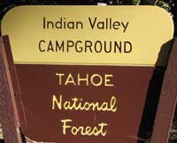 Tahoe National Forest, Indian Valley Campground sign