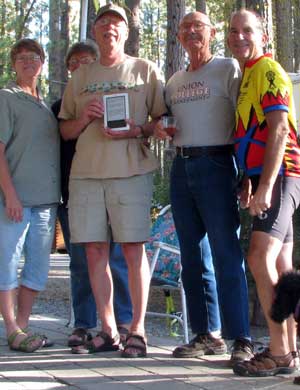 Gwen is on the left, then my friends Janet, Ralph and Eddie at the finish line, Little Bear RV Park