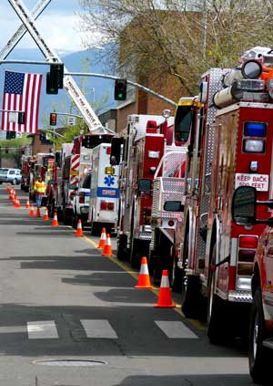 Fire equipment from all over the state visit Medford today