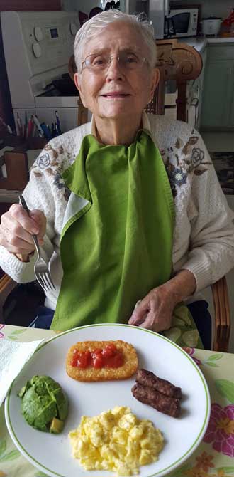 Mom having a perfect breakfast