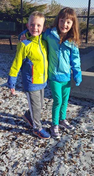 Chloe and Noah waiting for school to begin