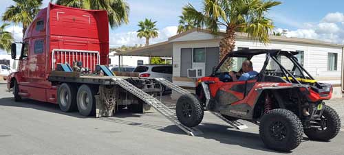 A big rig leaving the park