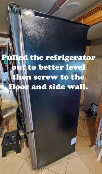 LG refrigerator prepared for final placement