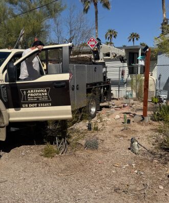 Arizona Propane is removing their huge tank