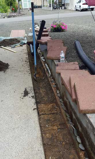 Extending our French drain next to the patio