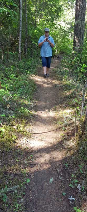 Gwen hiking on the Timber Valley Trail