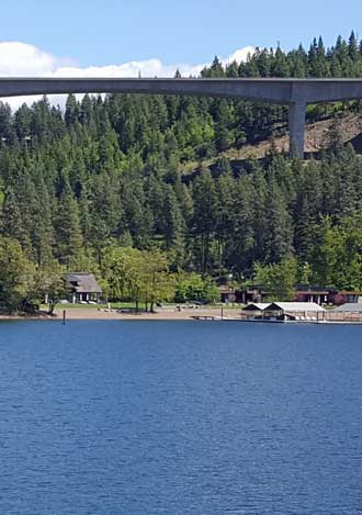 Lake Couer d'Alene with I-90 bridge