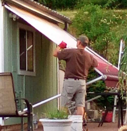 Putting the awning away