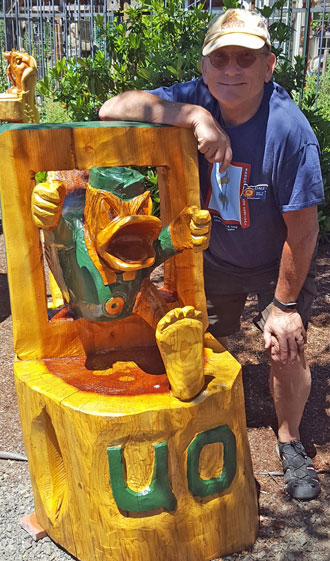 Touring a wood carvers exhibit