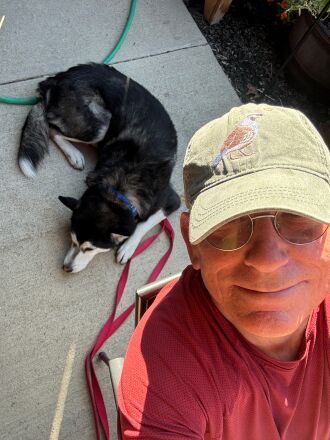 Dave and me having breakfast at The Atom