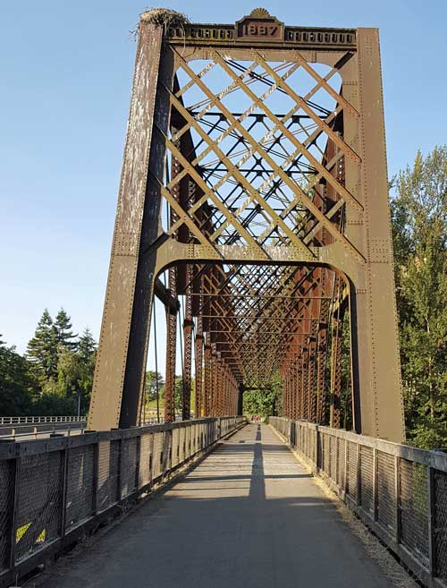 Railroad bridge turning into walking bridge