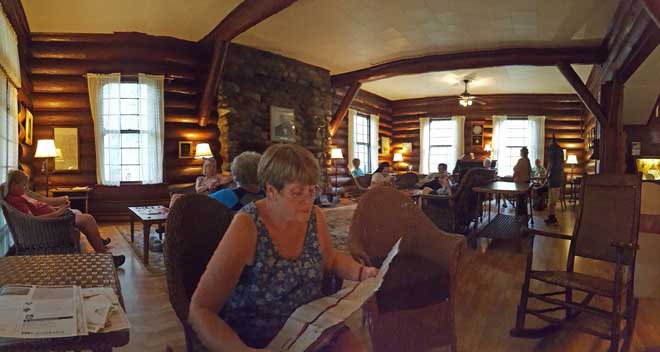 Lounging area inside Douglas Lodge