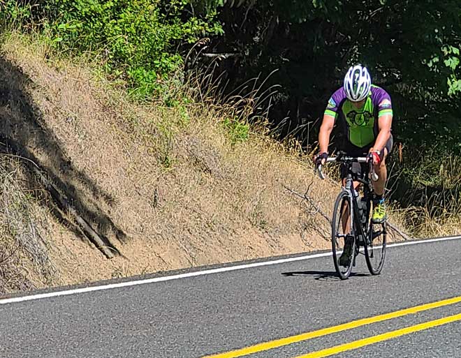 Erik is pushing up the hill