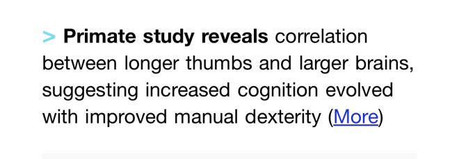 Long thumbs, big brain
