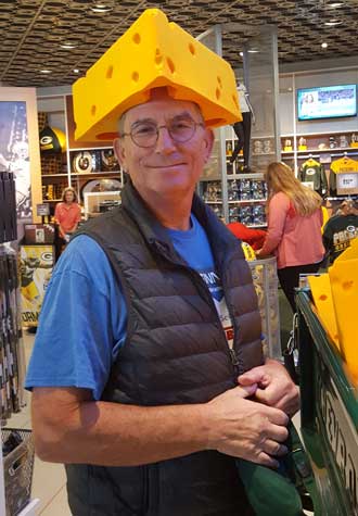 Had to try on the "cheese head"