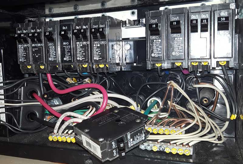 The AC circuit panel in Mz Ruby