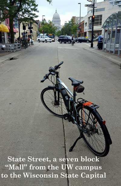 Riding into downtown Madison