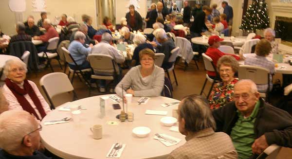 Having lunch at the senior center