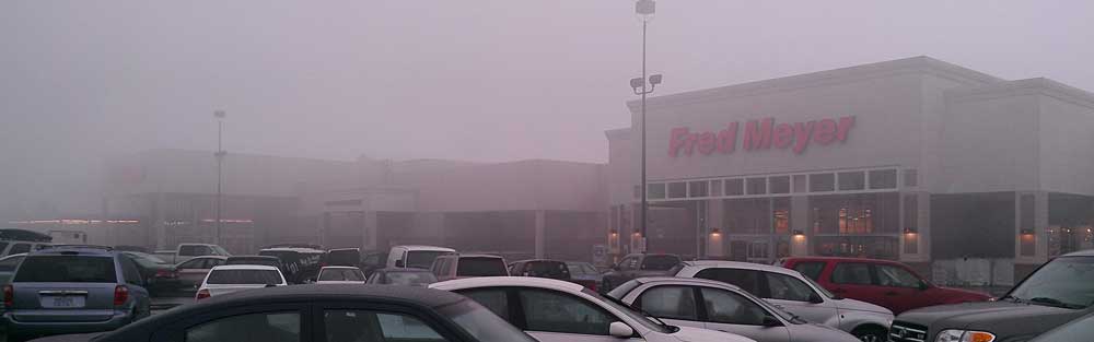 Fred Meyer in the coast fog