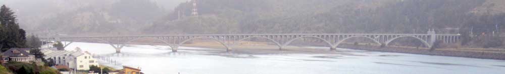 The Patterson Bridge across the Rogue River at Gold Beach