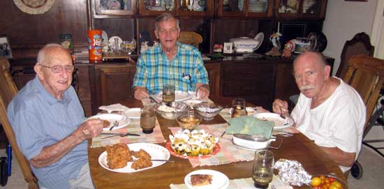 The "boys" at a lunch time party.