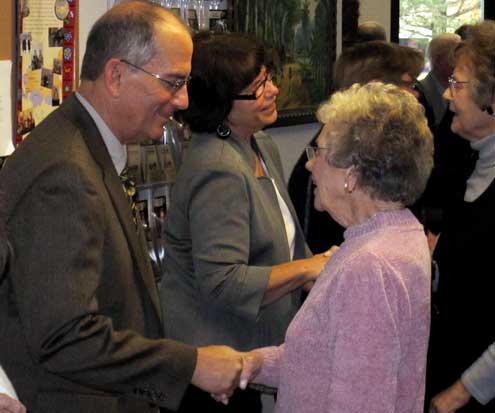 Greeting Dad's friends after the memorial service