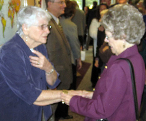 Mom greeting Marge, a good friend