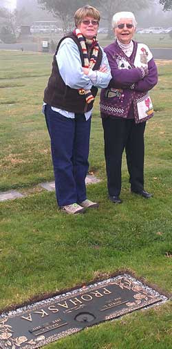 On a cold foggy morning we find the new brass plate at Dad's burial site