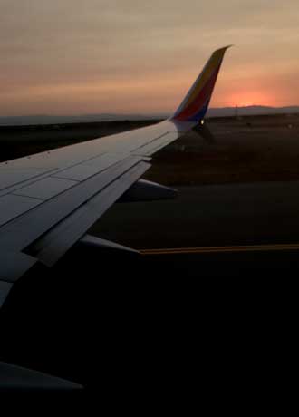 Sunset over the wing