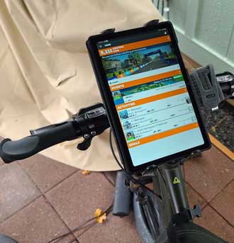 Tablet on the handlebars