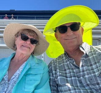 Trying to stay cool in a hot stadium