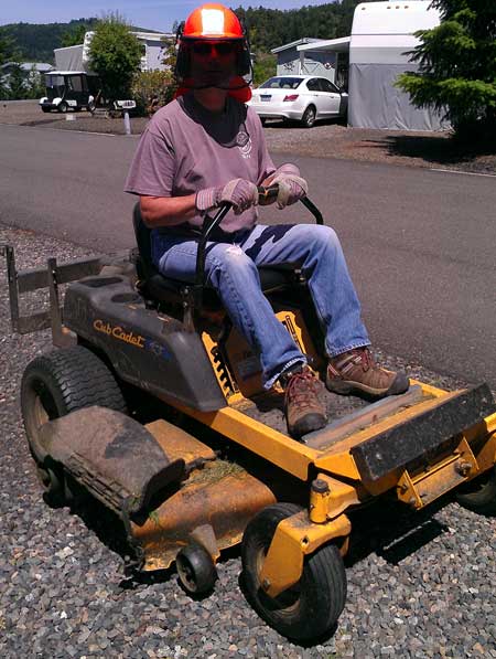 Driving a zero turn mower