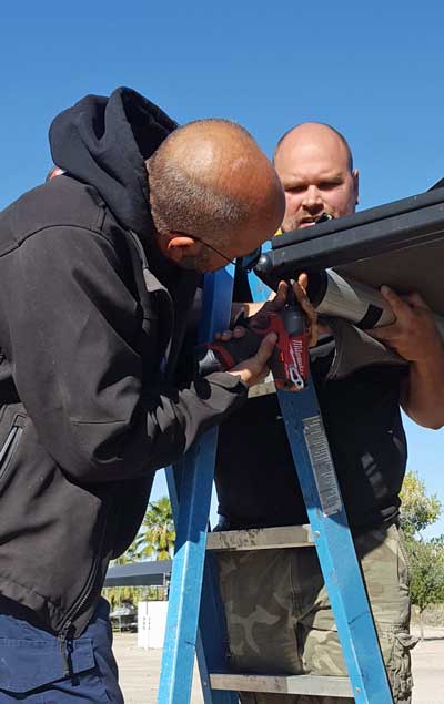 Jesse and Bill replacing the awning motor