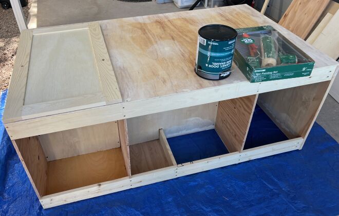 Peninsula cabinet is finished except for painting