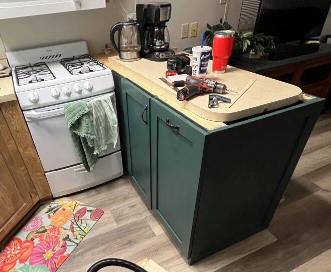 Door installed and cabinet moved 5/8"