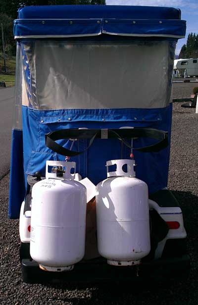 My first two purchases for this trailer, propane and behind this photo an anode rod