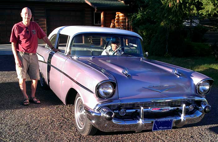 Ralph and I get to ride with John in his 1957 Chevy