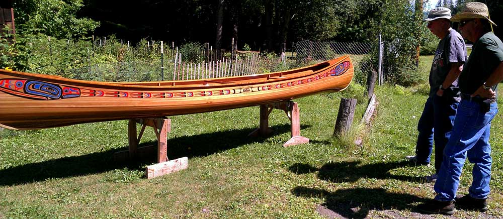 John and Ralph admire a Morley Canoe