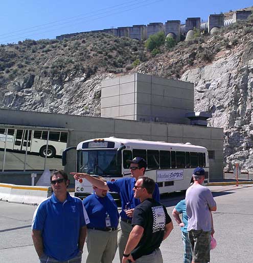 Our tour group outside and on top of the dam