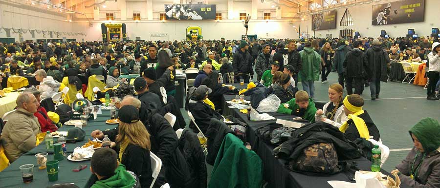 Inside the practice center where fans get refreshment before the game