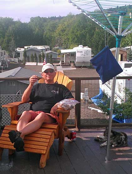 Relaxing on my deck