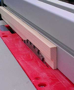 Creating a rail using the zero clearance insert on the saw