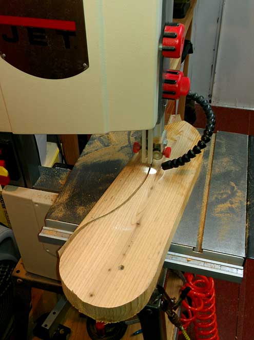 Cutting the leg for an adirondack stool